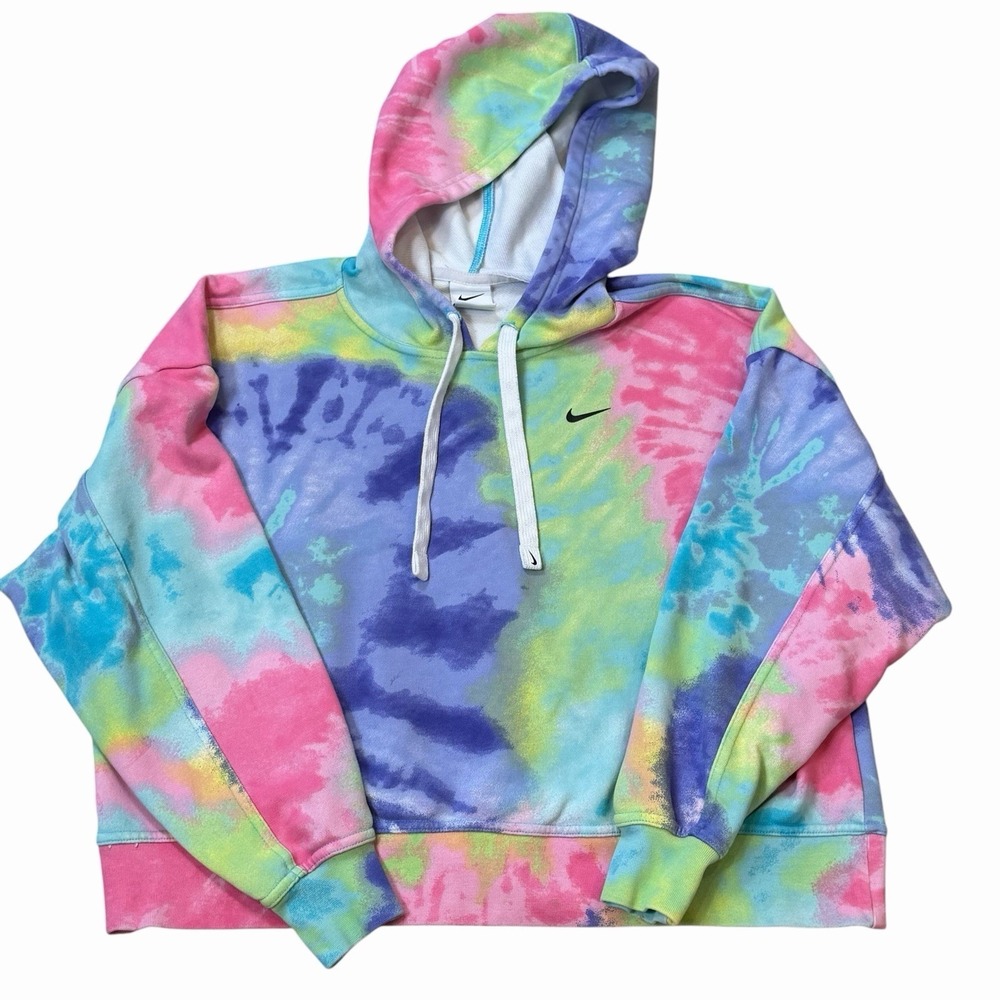 Nike Tie Dye Hoodie Womens Medium Colorful Pastel Pullover Sweatshirt DR8155-658